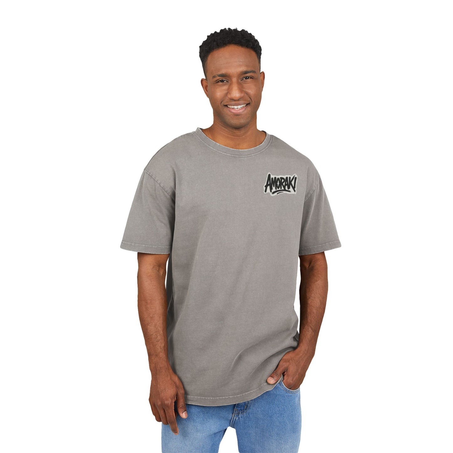 Men's Acid Washed Oversized Tee with Rose Design, Vintage Tee, Casual Wear, Street Style Fashion, Unisex Graphic Shirt