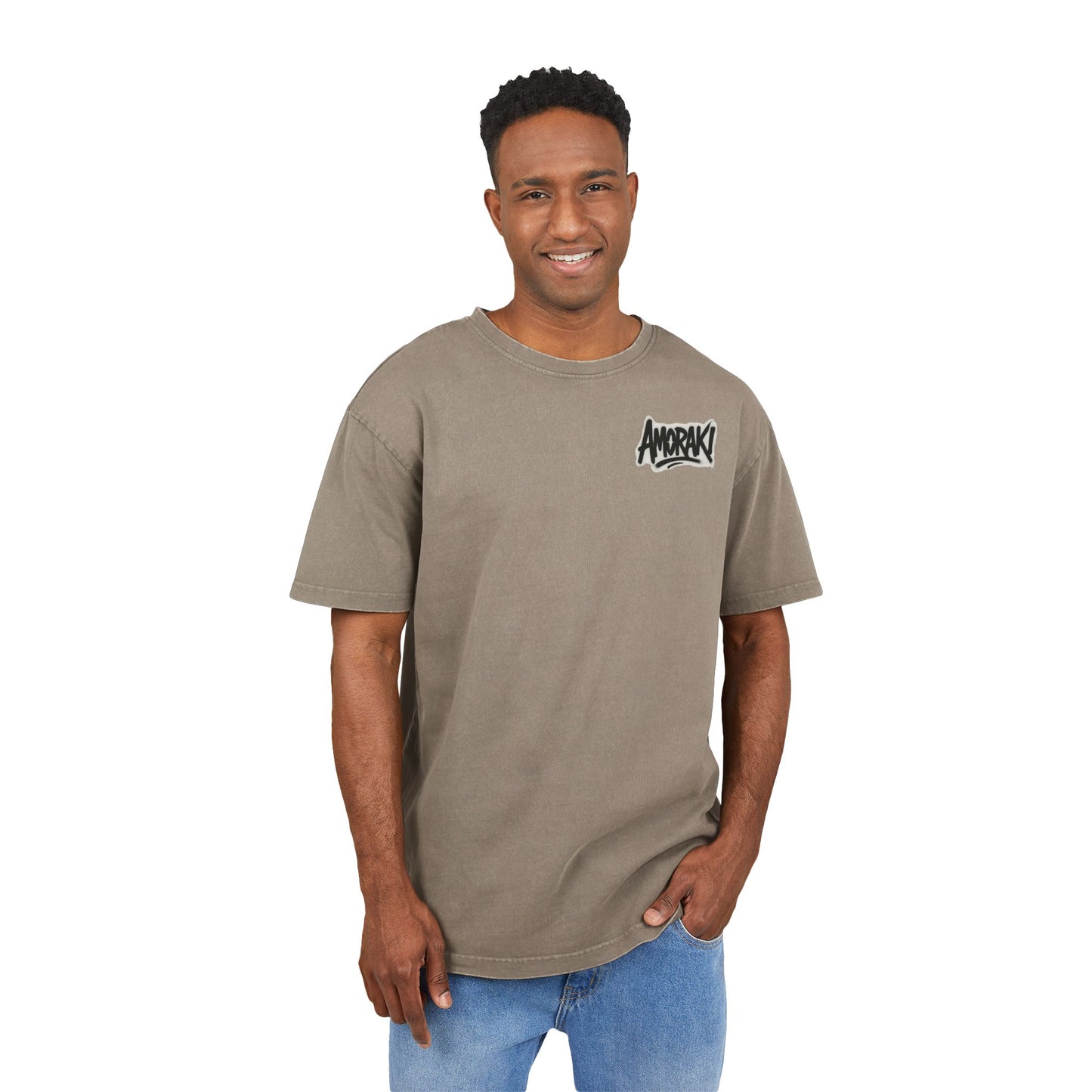 Men's Acid Washed Oversized Tee with Rose Design, Vintage Tee, Casual Wear, Street Style Fashion, Unisex Graphic Shirt