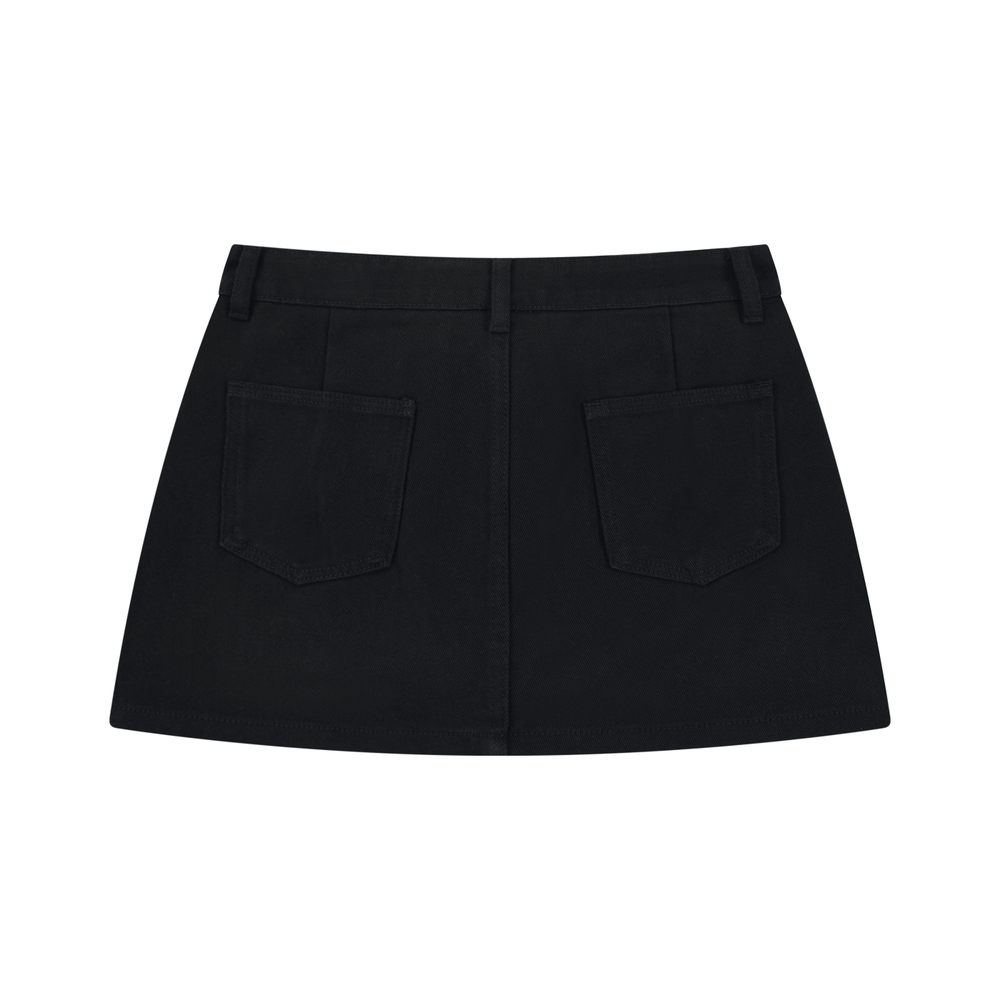 AMORAKI STUDDED DENIM MINI SKIRT