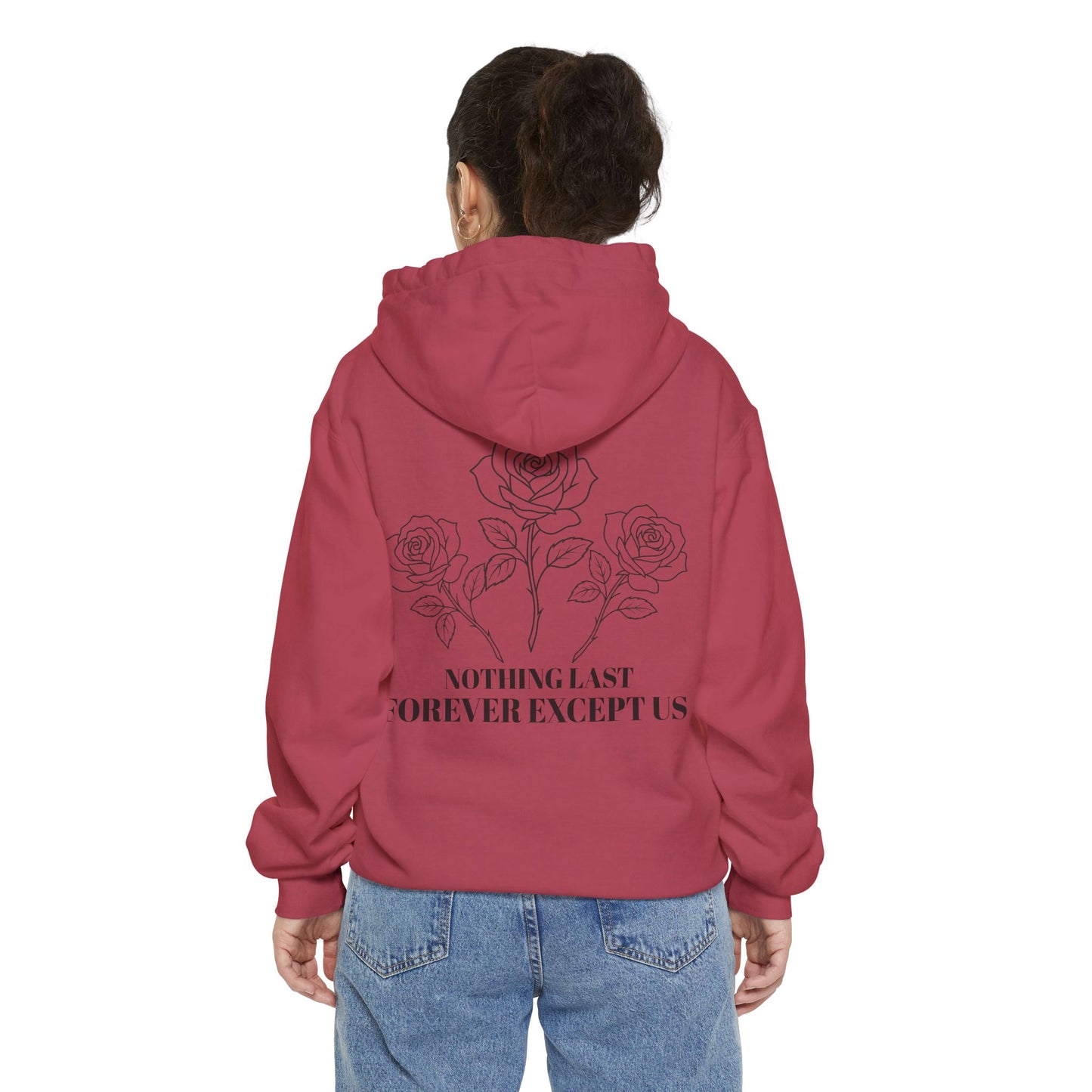 Unisex Garment-Dyed Hoodie with Floral Design, Cozy Hoodie, Casual Stylish Sweatshirt, Gift for Friends, Valentine’s Gift, Everyday Wear