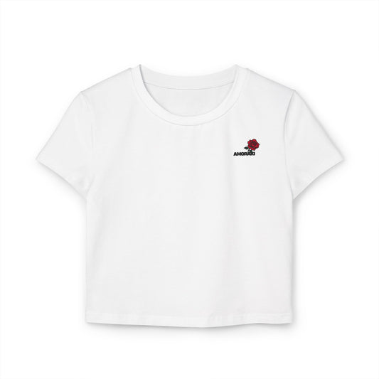 Floral Embroidered Women's Baby Tee - Casual Summer Style