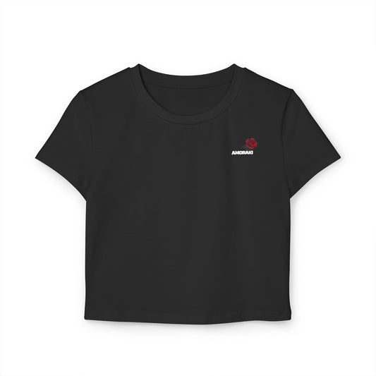 Floral Embroidered Women's Baby Tee - Casual Summer Style