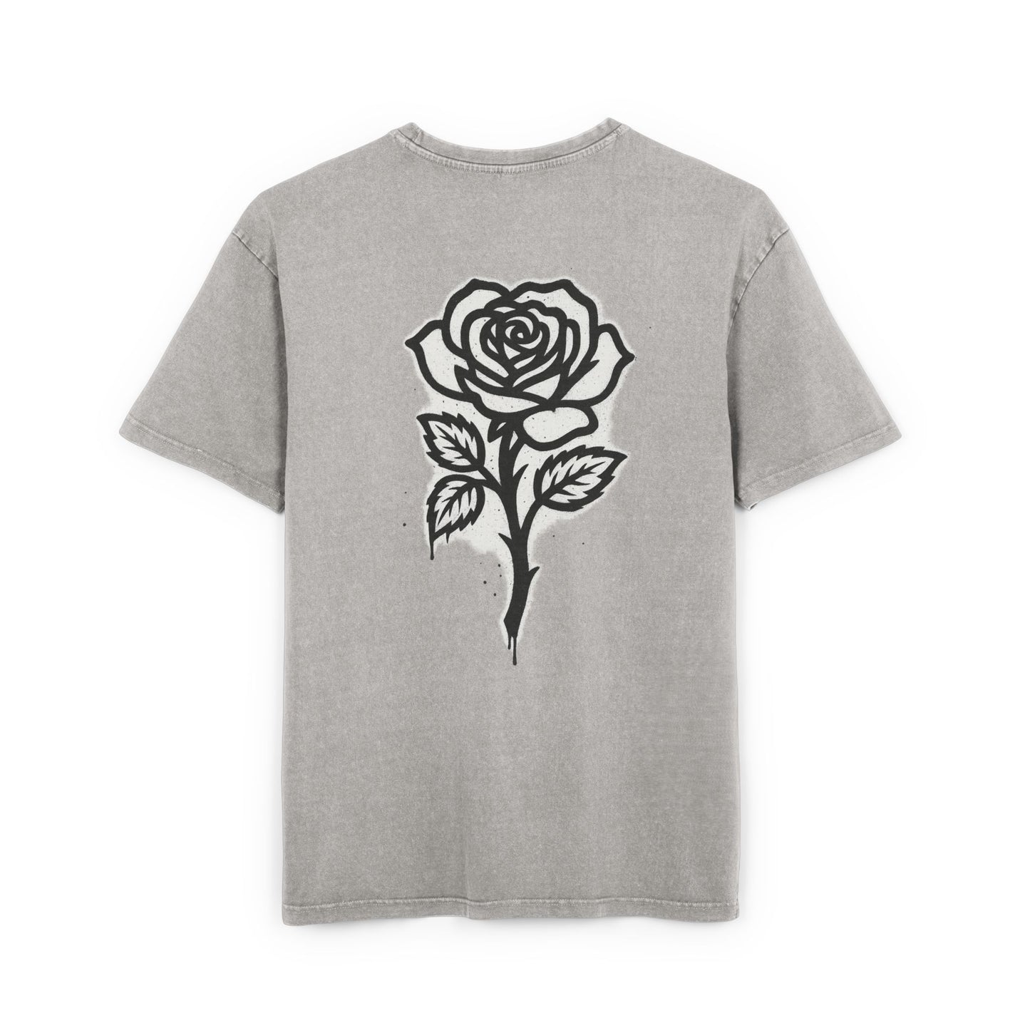 Men's Acid Washed Oversized Tee with Rose Design, Vintage Tee, Casual Wear, Street Style Fashion, Unisex Graphic Shirt
