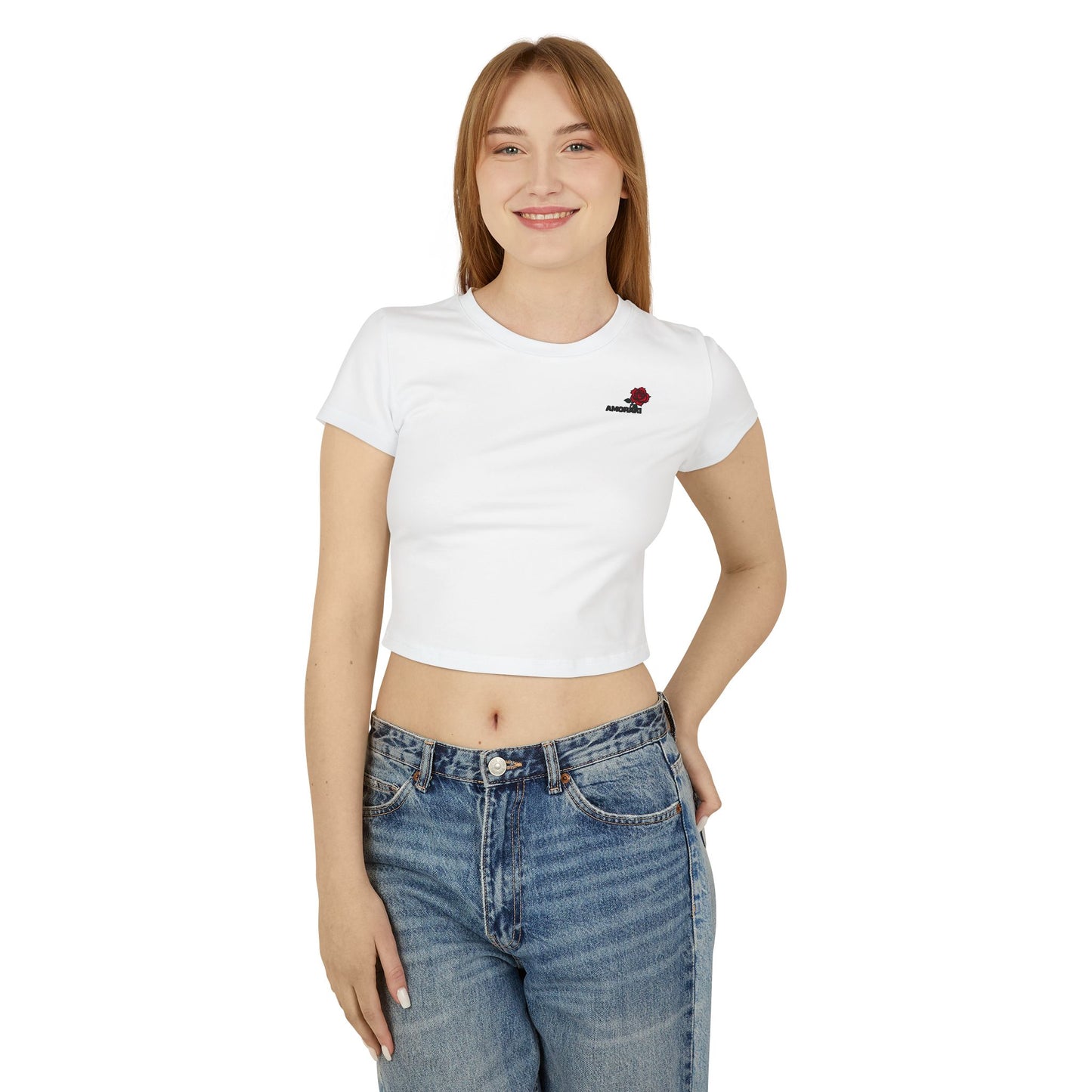 Floral Embroidered Women's Baby Tee - Casual Summer Style