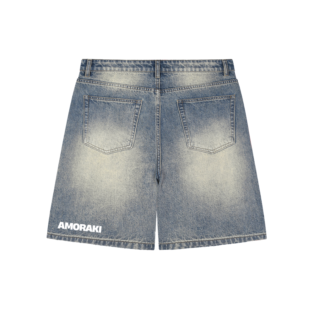 AMORAKI UNISEX BAGGY DENIM SHORTS