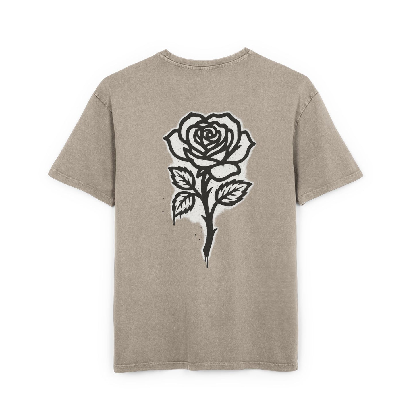 Men's Acid Washed Oversized Tee with Rose Design, Vintage Tee, Casual Wear, Street Style Fashion, Unisex Graphic Shirt