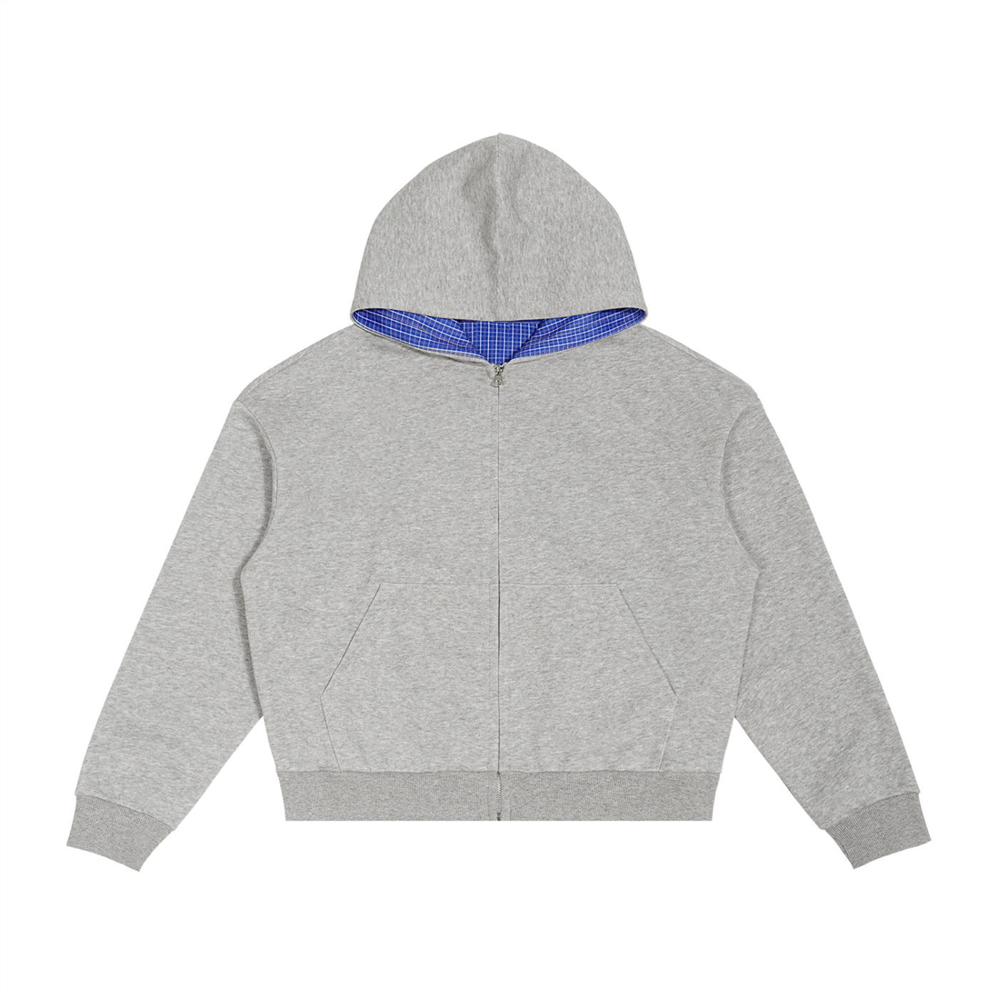 AMORAKI PLAID BOXY ZIP HOODIE