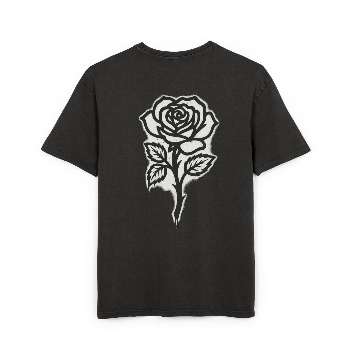Men's Acid Washed Oversized Tee with Rose Design, Vintage Tee, Casual Wear, Street Style Fashion, Unisex Graphic Shirt