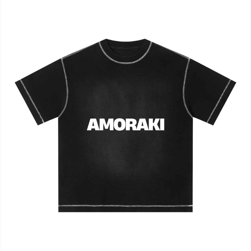 AMORAKI UNISEX SUNFADE WAFFLE BOXY TEE