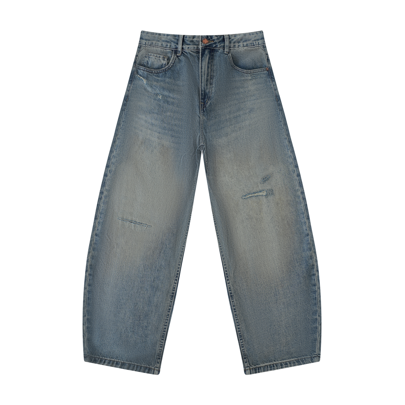 AMORAKI DISTRESSED BARREL DENIM