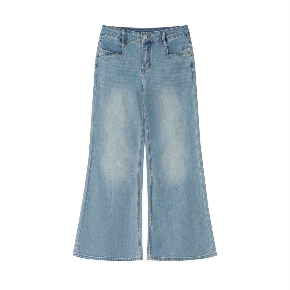 AMORAKI WOMEN'S VINTAGE WASH FLARED DENIM