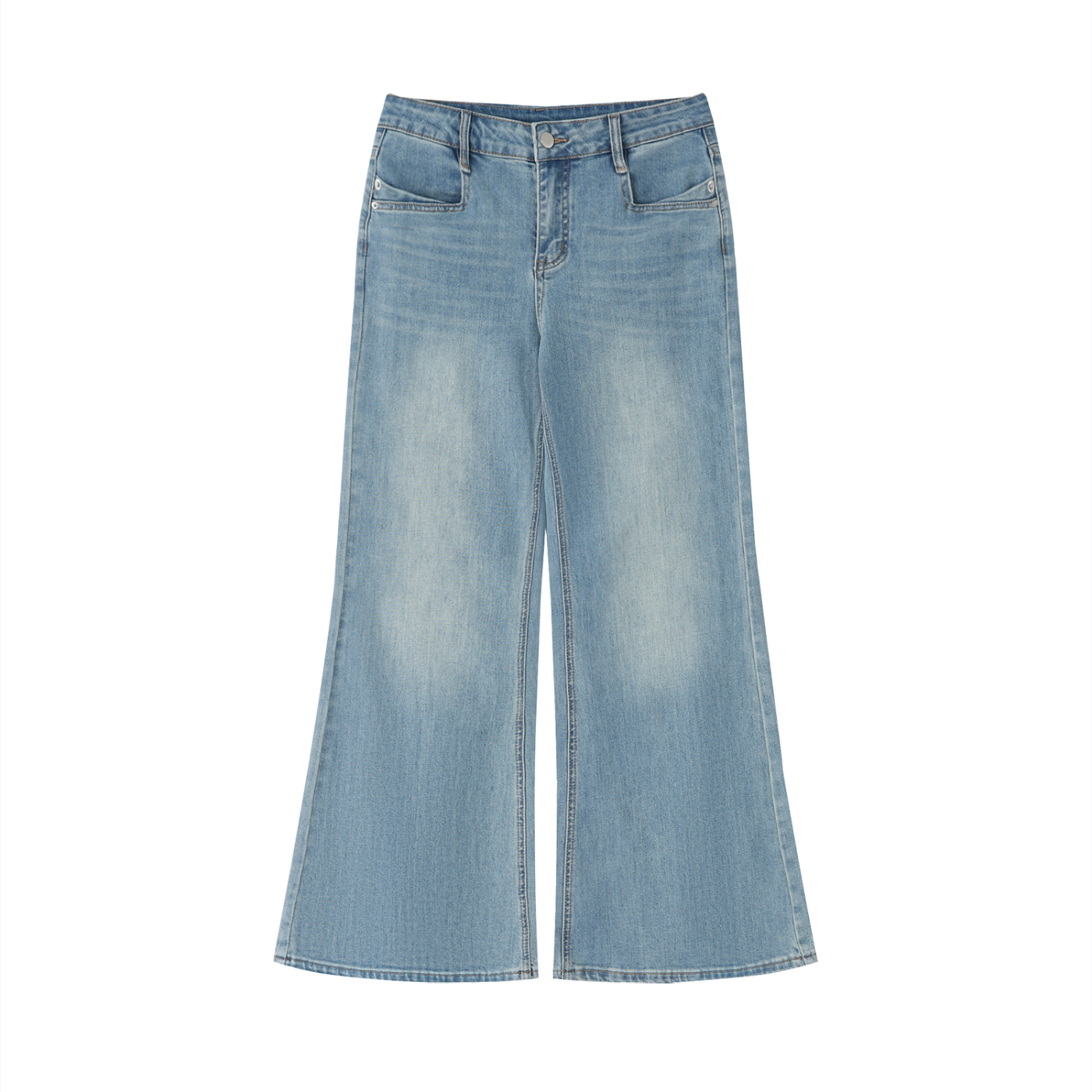 AMORAKI WOMEN'S VINTAGE WASH FLARED DENIM