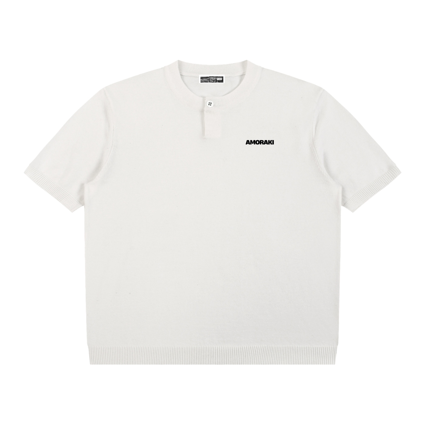 AMORAKI COTTON KNIT HENLEY TEE