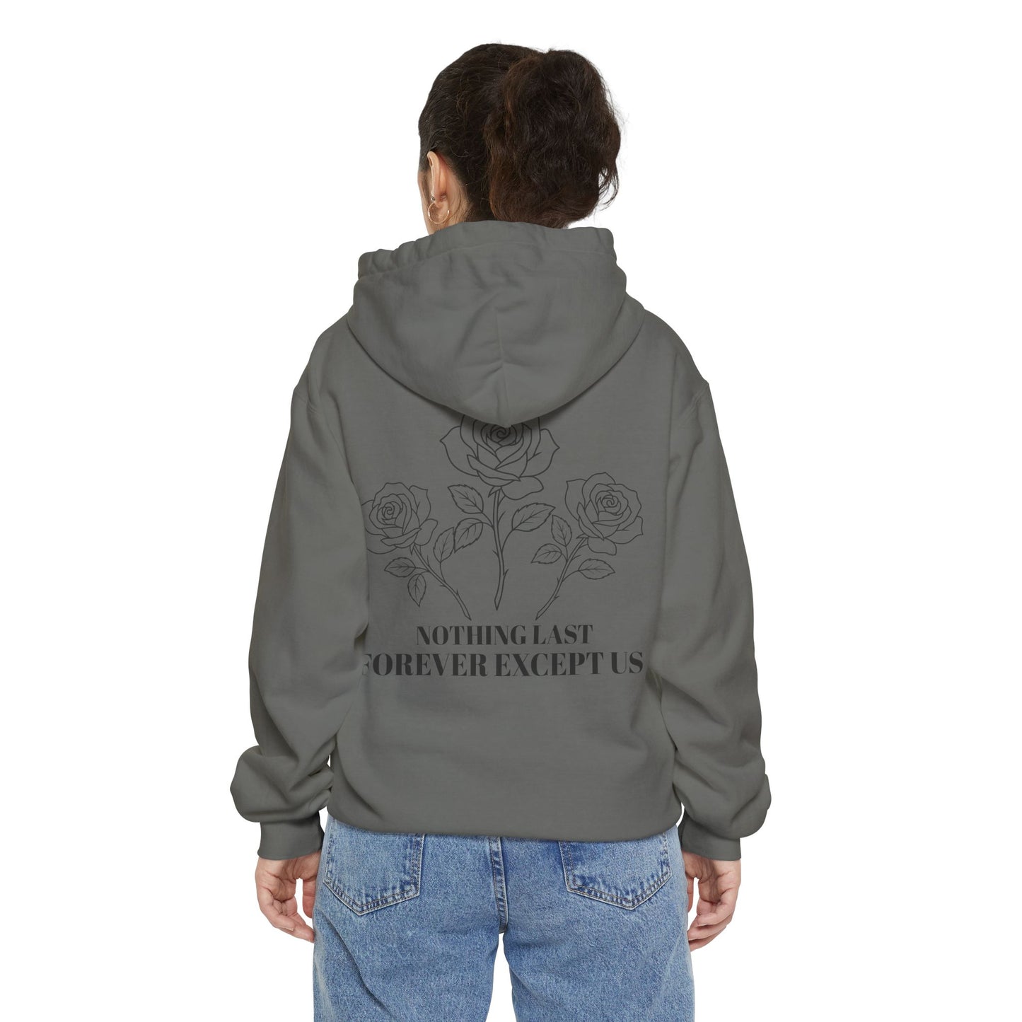 Unisex Garment-Dyed Hoodie with Floral Design, Cozy Hoodie, Casual Stylish Sweatshirt, Gift for Friends, Valentine’s Gift, Everyday Wear