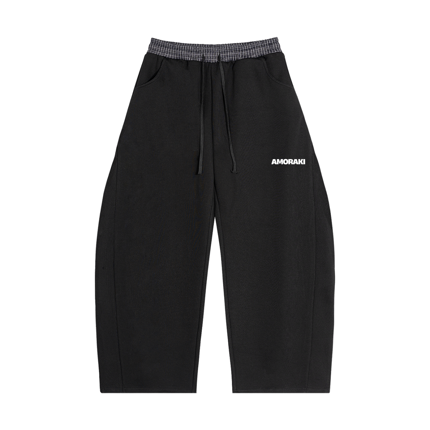 AMORAKI PLAID BARREL SWEATPANTS