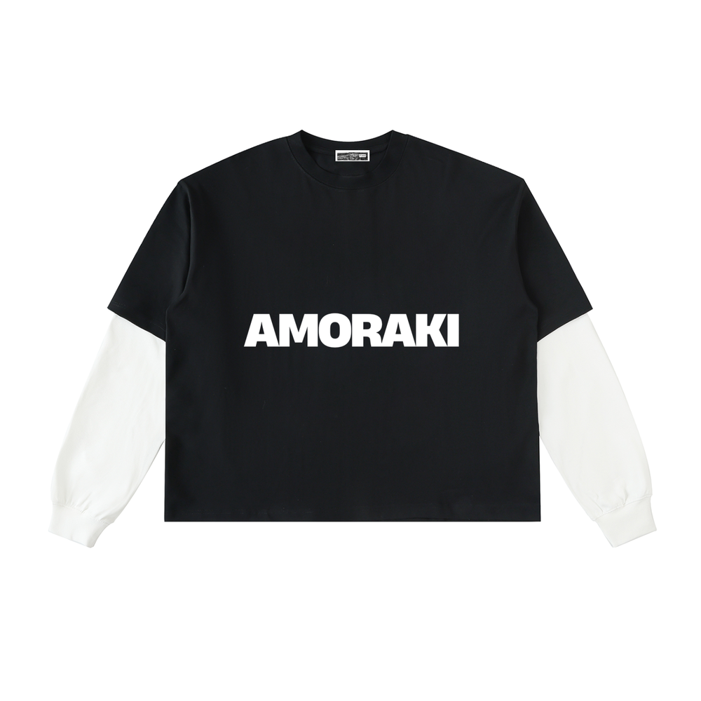 AMORAKI UNISEX LAYERED CONTRAST TEE