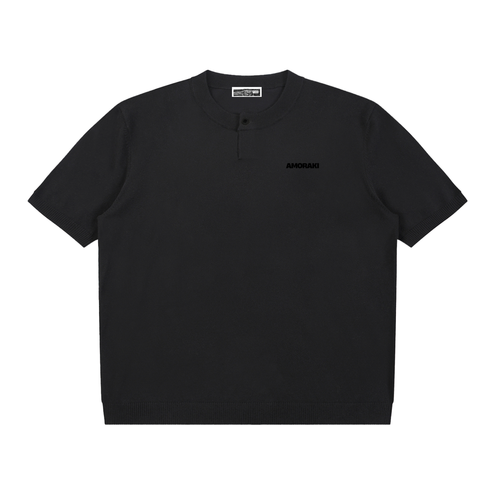AMORAKI COTTON KNIT HENLEY TEE