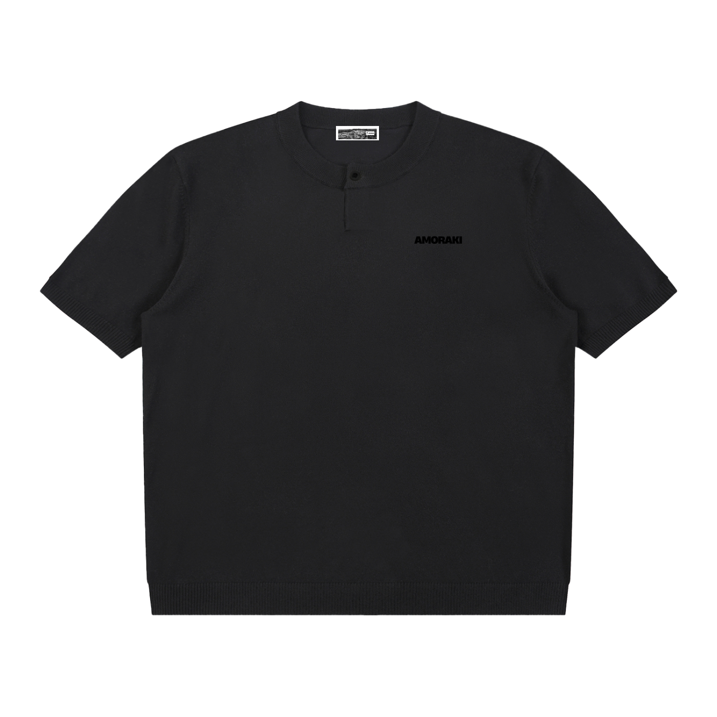 AMORAKI COTTON KNIT HENLEY TEE