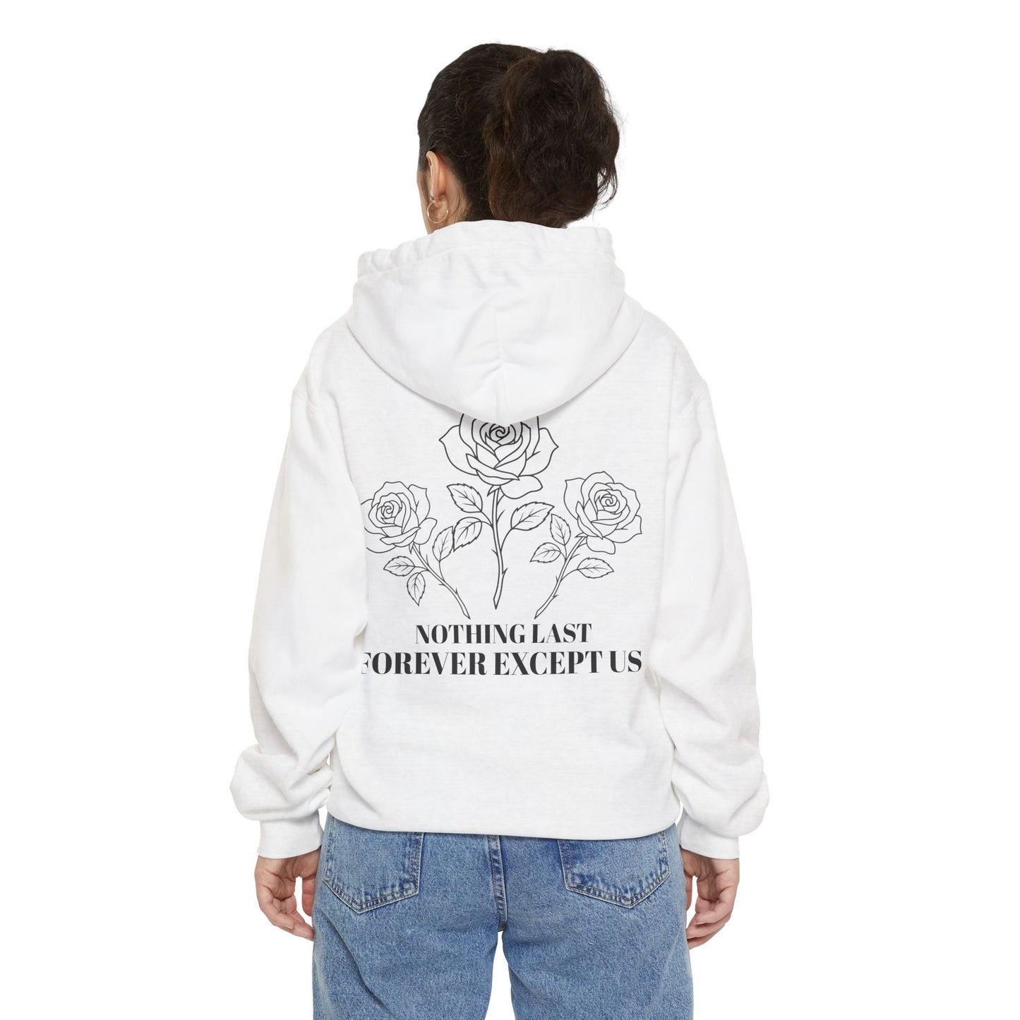 Unisex Garment-Dyed Hoodie with Floral Design, Cozy Hoodie, Casual Stylish Sweatshirt, Gift for Friends, Valentine’s Gift, Everyday Wear