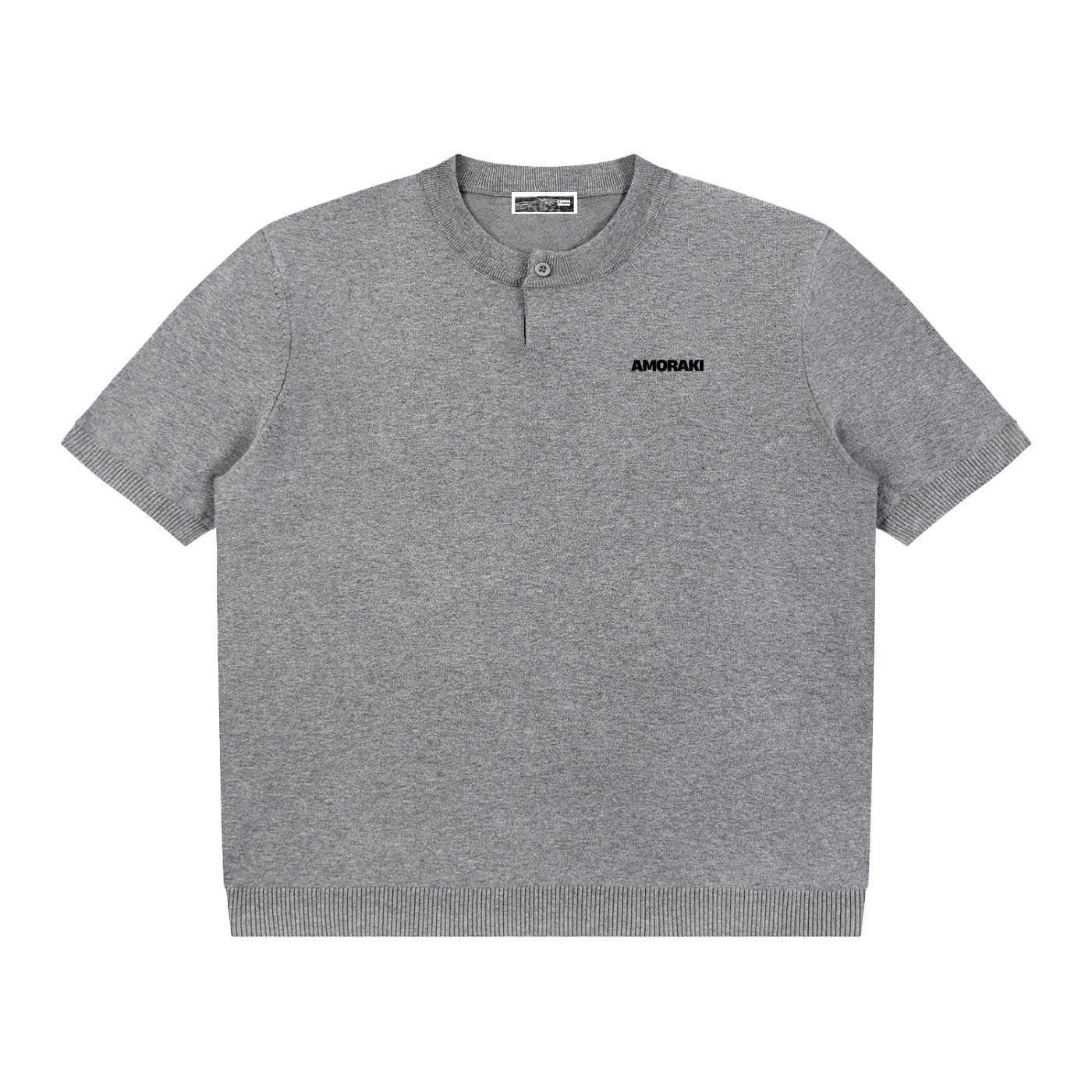 AMORAKI COTTON KNIT HENLEY TEE