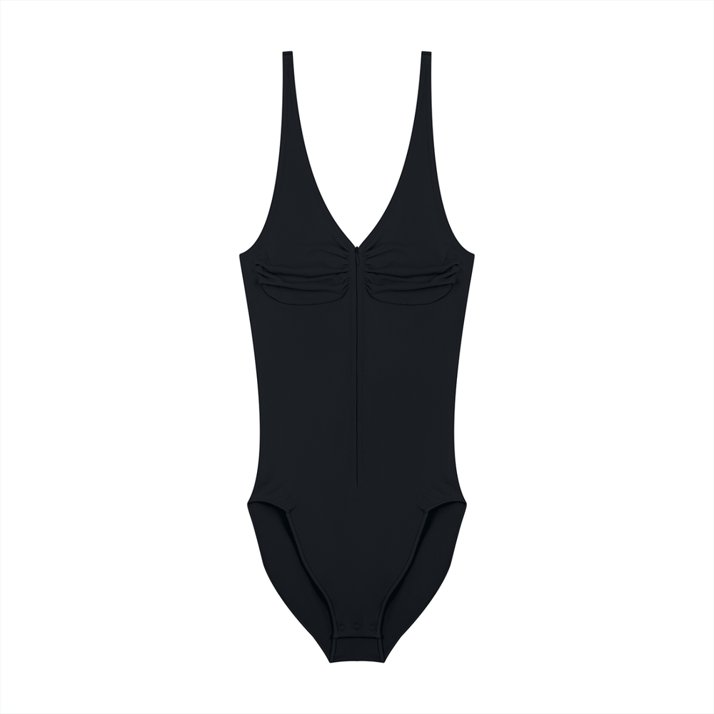AMORAKI FULL-ZIP RUCHED BODYSUIT