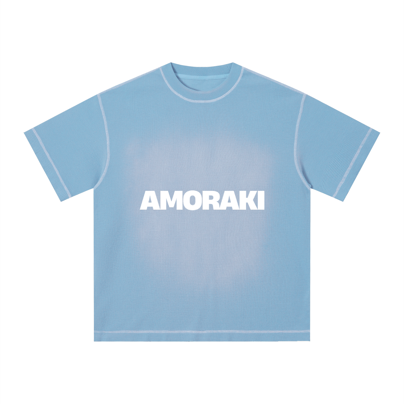AMORAKI UNISEX SUNFADE WAFFLE BOXY TEE