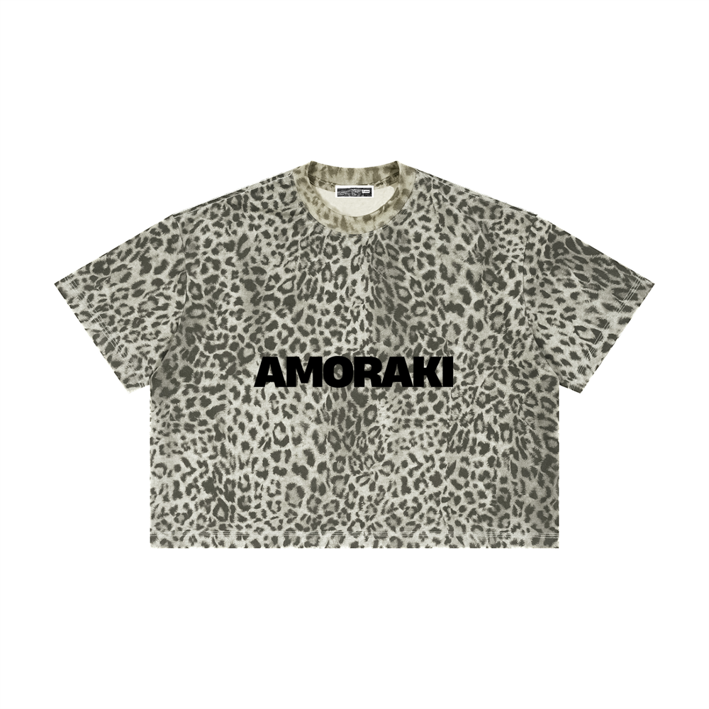 AMORAKI UNISEX LEOPARD BOXY TEE