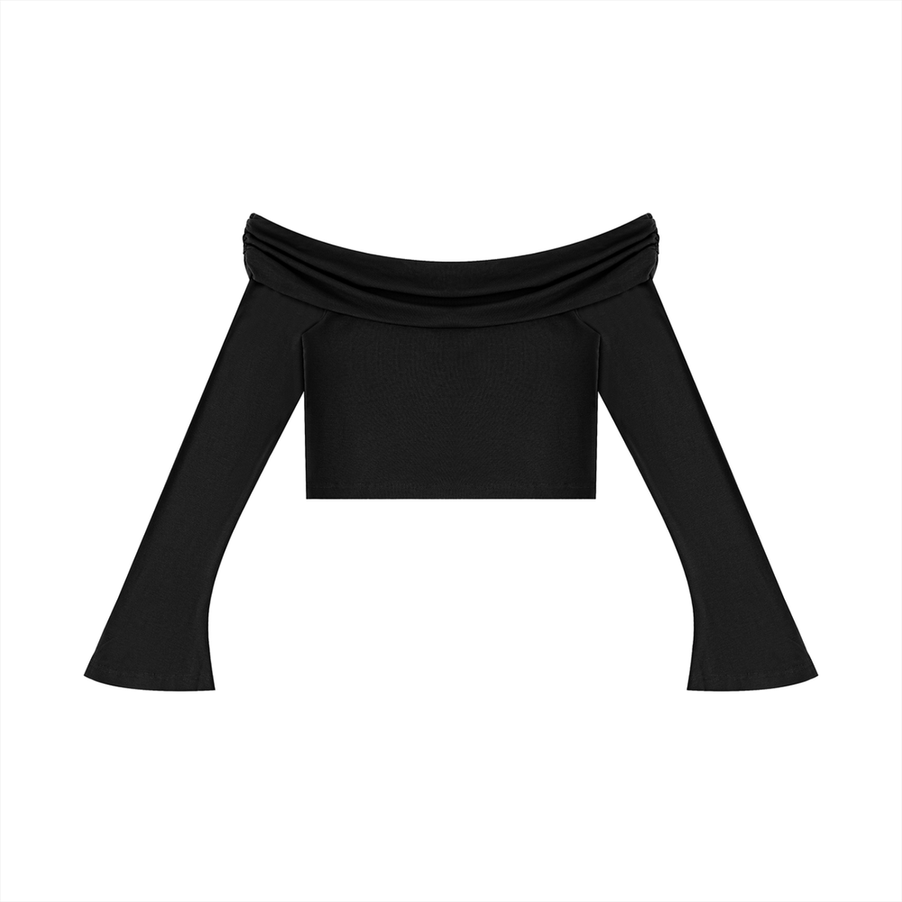 AMORAKI WOMEN'S OFF-SHOULDER CROP TEE