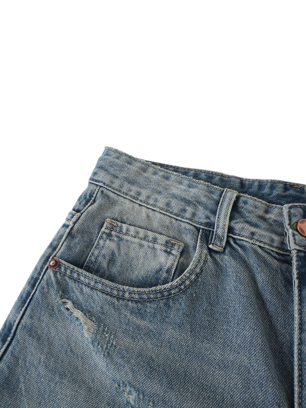AMORAKI DISTRESSED BARREL DENIM