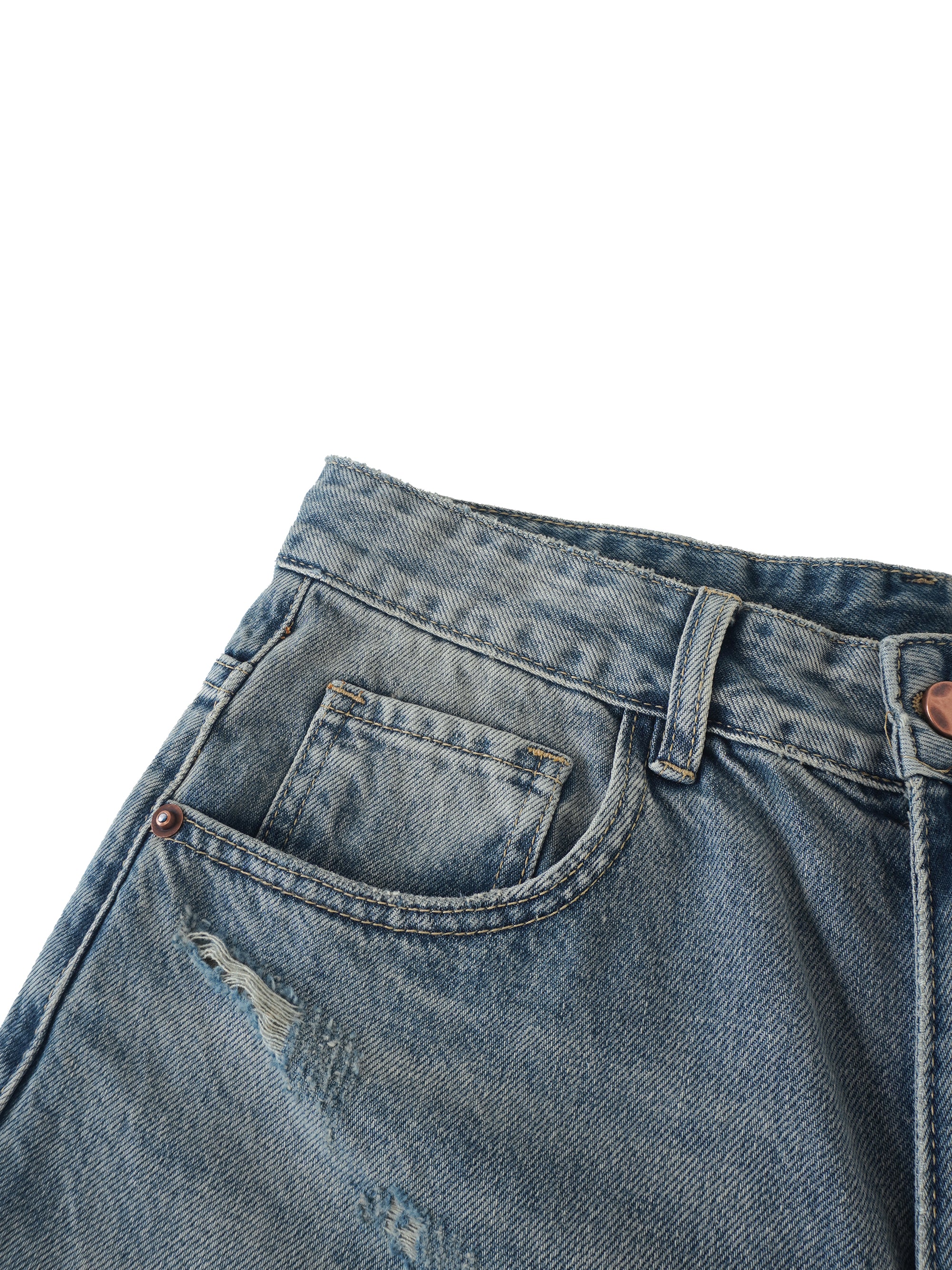 AMORAKI DISTRESSED BARREL DENIM